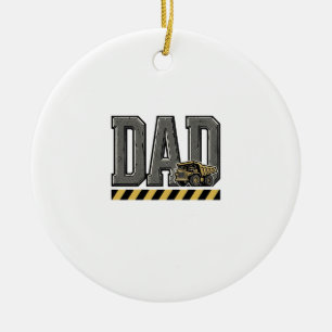 Construction Dad Vintage Engraving T-Shirt Design_ Ceramic Tree Decoration