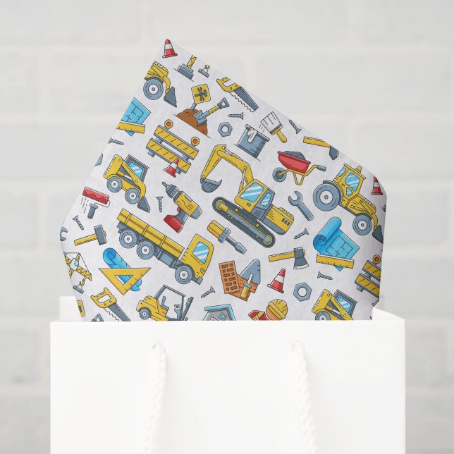 Construction Decoupage Tissue Paper, Builder Kids Paper (Gift Bag)