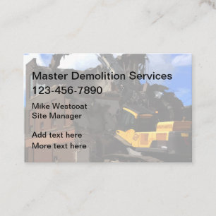 Construction Demolition Services Business Cards