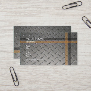 Construction   Diamond Plate Business Card