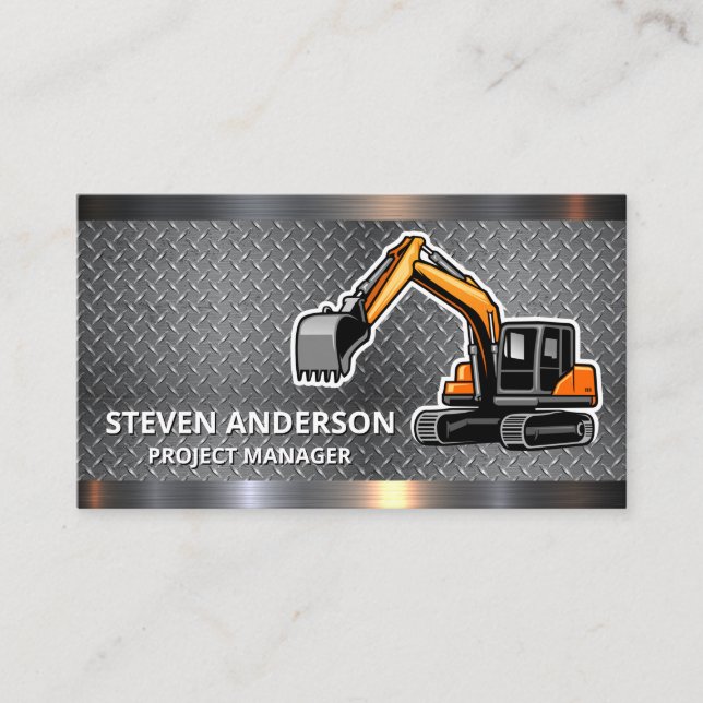 Construction | Diamond Plated Steel Metal Trim Business Card (Front)