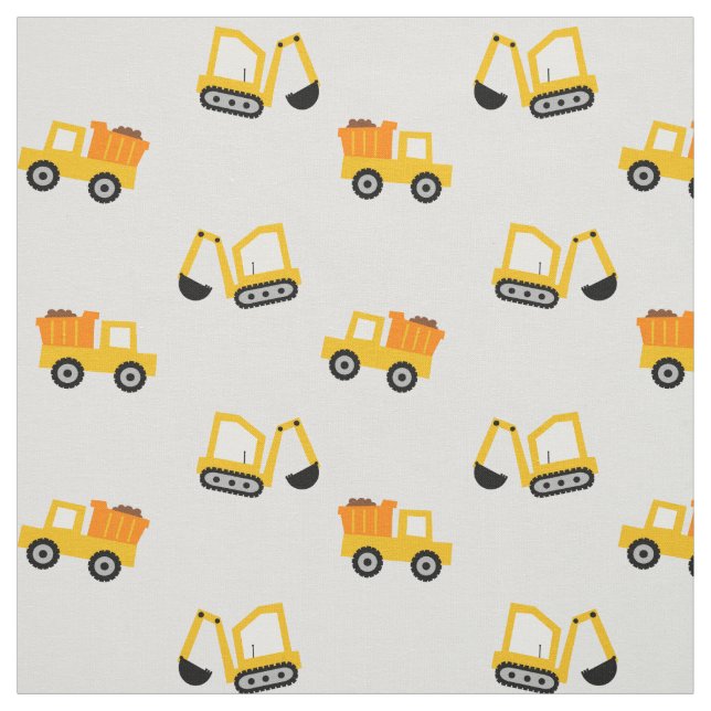 Construction Digger and Dump Truck Fabric (Swatch)