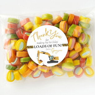 Construction Digger Birthday Party Thank You Favor Classic Round Sticker