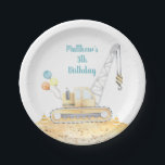 Construction Digger Dump Truck Birthday Paper Plate<br><div class="desc">This adorable design features watercolor construction trucks and colourful balloons.</div>