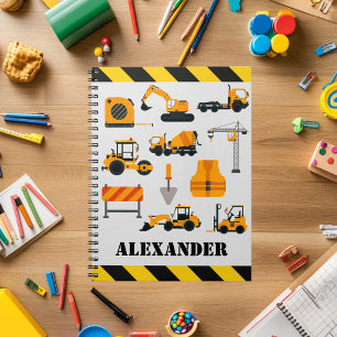 Construction Digger Kids Personalised Notebook