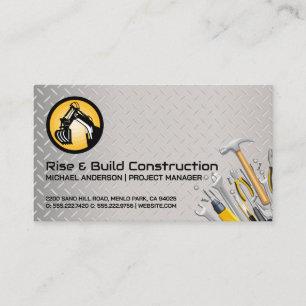 Construction Digger Vehicle   Builder Tools Business Card