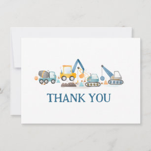 Construction Diggers and Truck, Thank You Card