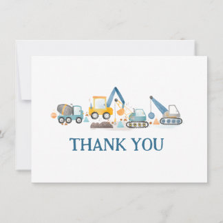 Construction Diggers and Truck, Thank You Card