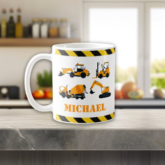Construction Diggers Boys Personalised Mug