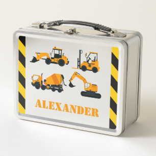 Construction Diggers Kids Personalised Lunchbox