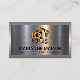 Construction Drill   Metal Aluminium Brushed  Business Card