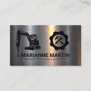 Construction Drill   Metal Brushed   Builder Business Card
