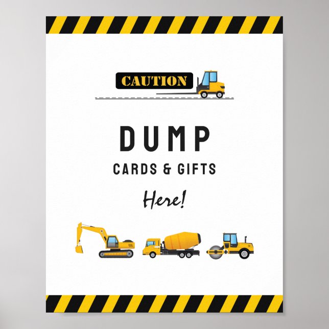 Construction Dump Birthday Cards and Gifts Sign (Front)