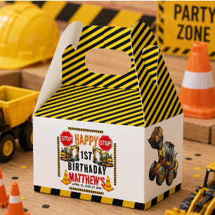 Construction Dump Truck 1st Birthday Party Favour Box
