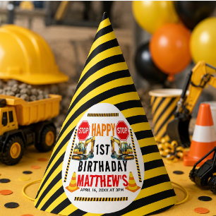 Construction Dump Truck 1st Birthday Party Hat