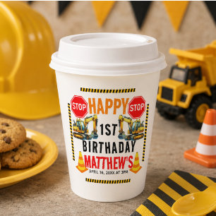 Construction Dump Truck 1st Birthday Party Paper Cups