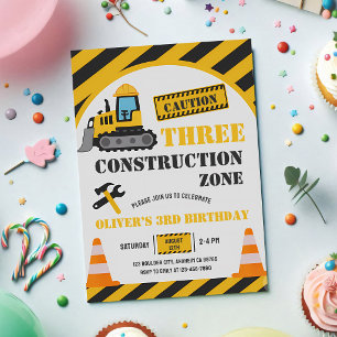 Construction Dump Truck 3rd Birthday Invitation
