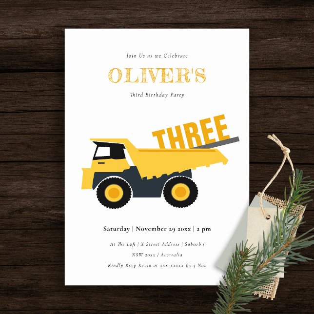 Construction Dump Truck Any Age Birthday Invite (Creator Uploaded)