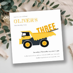 Construction Dump Truck Any Age Kids Birthday Invitation