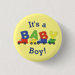 Construction Dump Truck Baby Shower Boy 3 Cm Round Badge