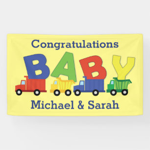 Construction Dump Truck Baby Shower Boy Banner