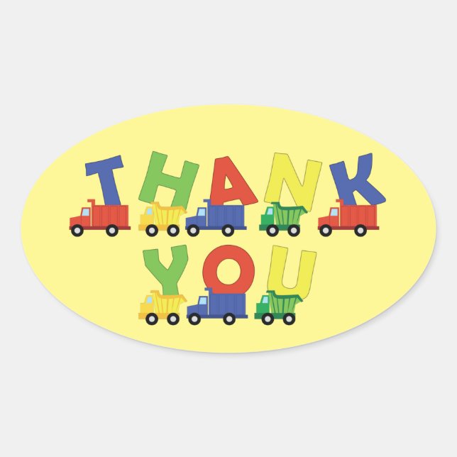 Construction Dump Truck Baby Shower Boy Oval Sticker (Front)