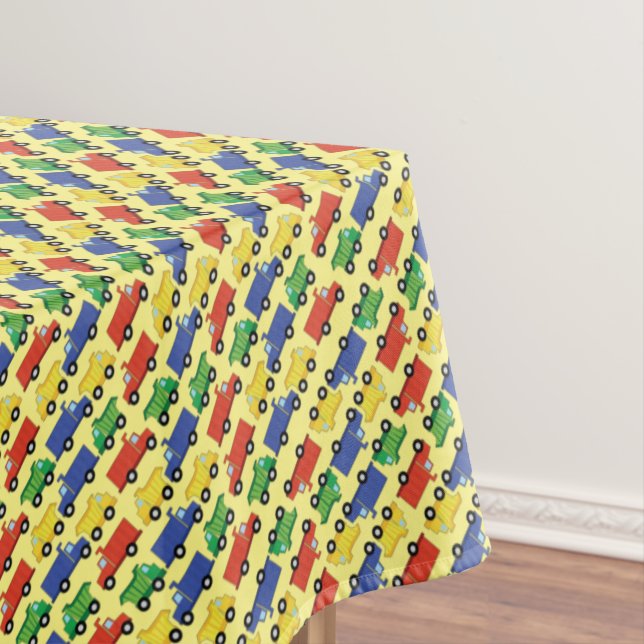 Construction Dump Truck Baby Shower Boy Tablecloth (In Situ)