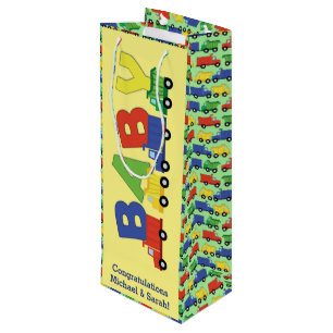 Construction Dump Truck Baby Shower Boy Wine Gift Bag