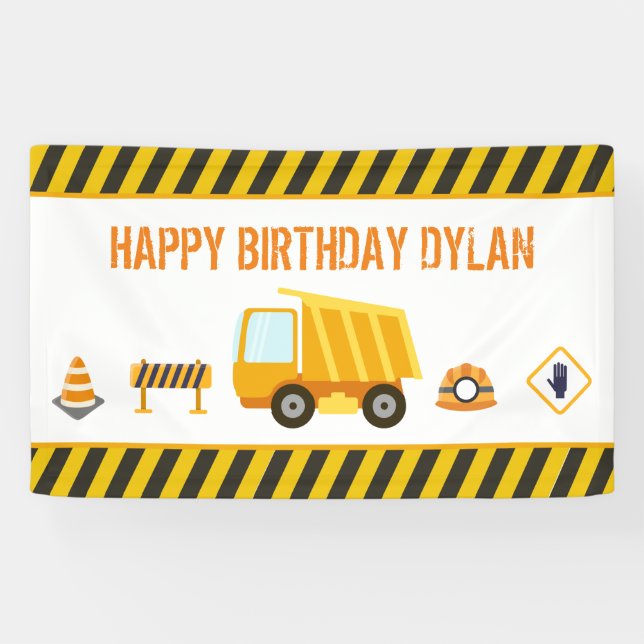 Construction Dump Truck Birthday Banner (Horizontal)