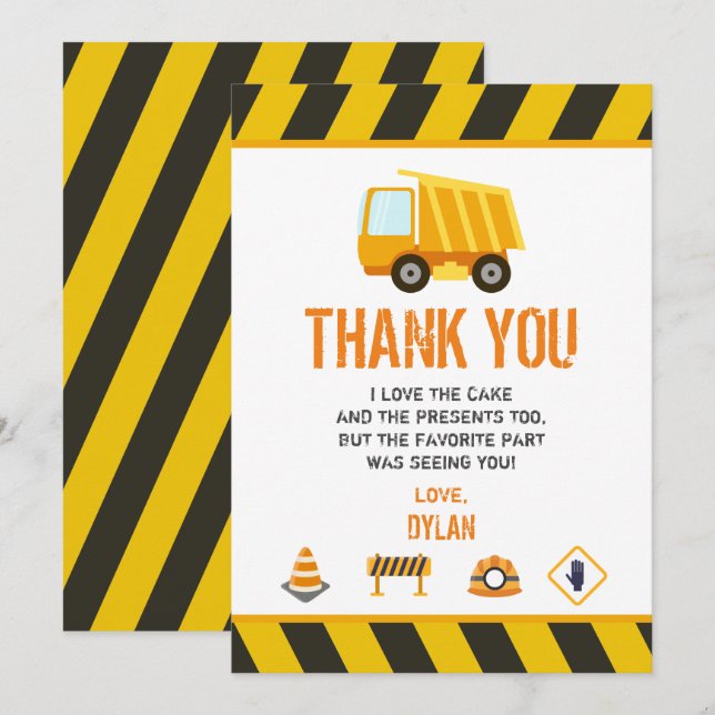 Construction Dump Truck Birthday Invitation (Front/Back)