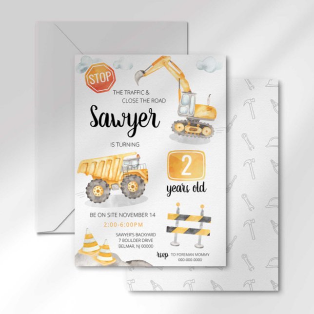 Construction Dump Truck Birthday Invitation (Creator Uploaded)