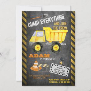 Construction Dump Truck Birthday Invitation