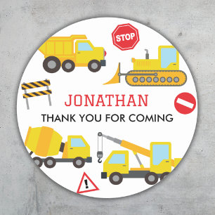 Construction Dump Truck birthday invitation Classic Round Sticker