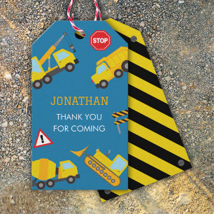Construction Dump Truck birthday invitation Gift Tags