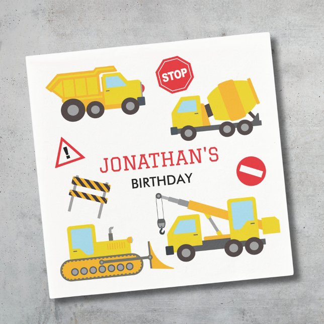 Construction Dump Truck birthday invitation Napkin (Creator Uploaded)