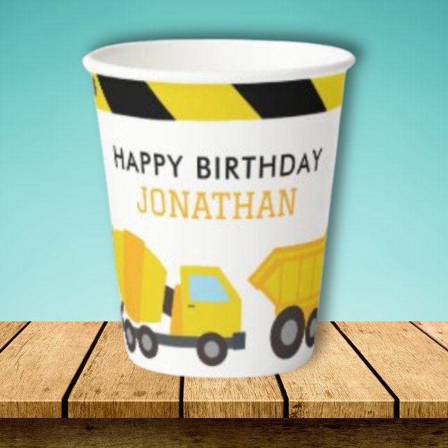 Construction Dump Truck birthday invitation Paper Cups (Creator Uploaded)