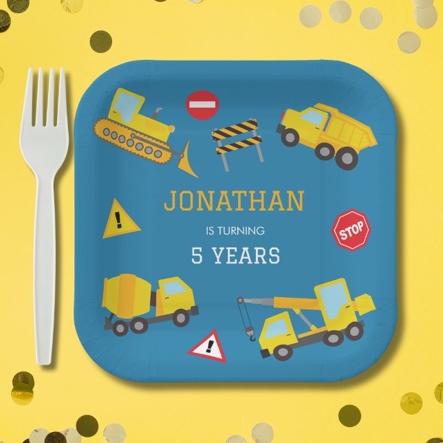 Construction Dump Truck birthday invitation Paper Plate (Creator Uploaded)