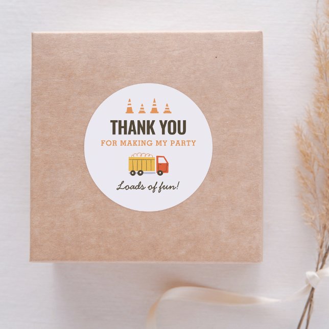 Construction Dump Truck Birthday Party Classic Rou Round Sticker (Creator Uploaded)