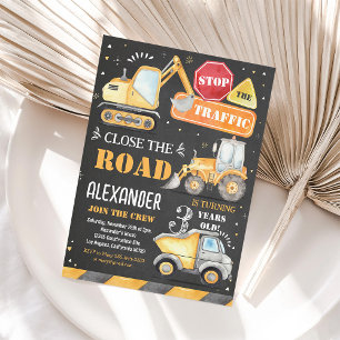 Construction Dump Truck Birthday Party Invitation