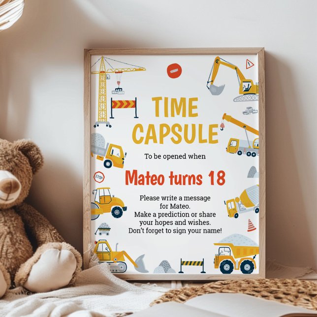 Construction Dump Truck Birthday Time Capsule Sign (Creator Uploaded)
