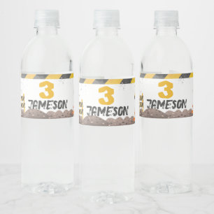 Construction, Dump Truck Birthday Water Bottle Label