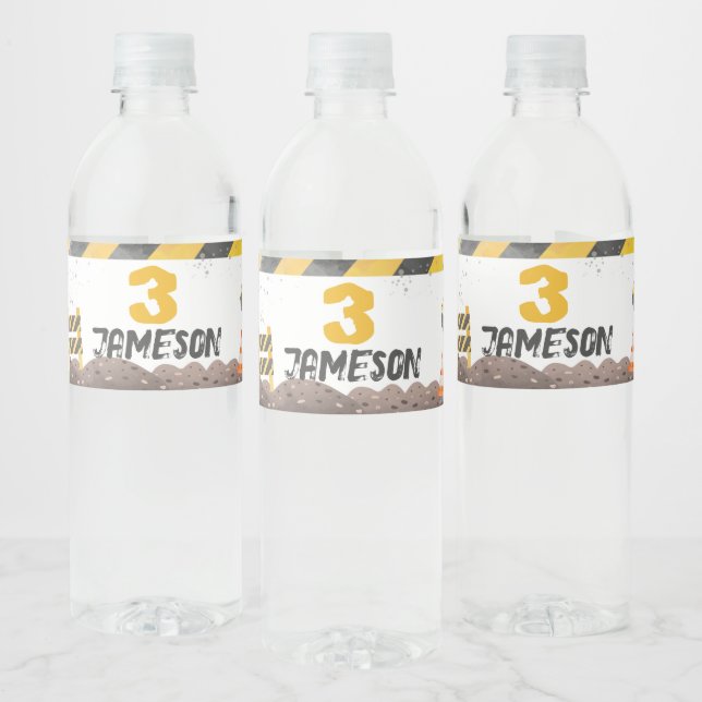 Construction, Dump Truck Birthday Water Bottle Label (Bottles)