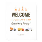 Construction Dump Truck Birthday Welcome Sign