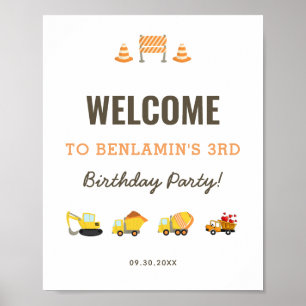 Construction Dump Truck Birthday Welcome Sign