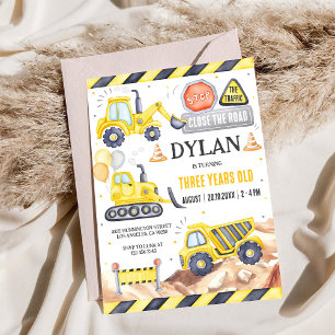 Construction Dump Truck Boy 2nd Birthday Invitation