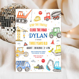 Construction Dump Truck Boy 2nd Birthday Invitation