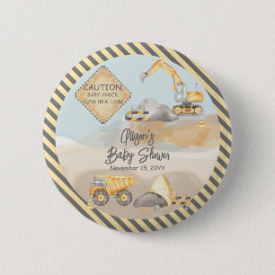 Construction Dump Truck Boy Baby Shower 6 Cm Round Badge