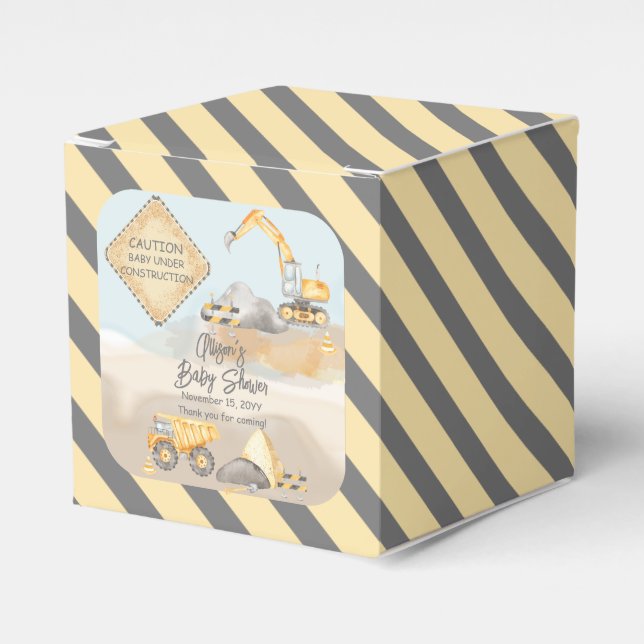 Construction Dump Truck Boy Baby Shower Favour Box (Front Side)