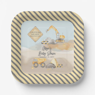 Construction Dump Truck Boy Baby Shower Paper Plate