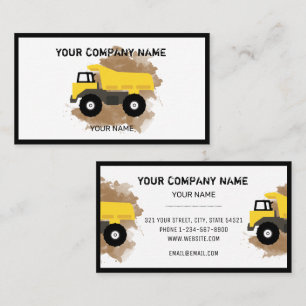 Construction Dump Truck Contractor Business Card